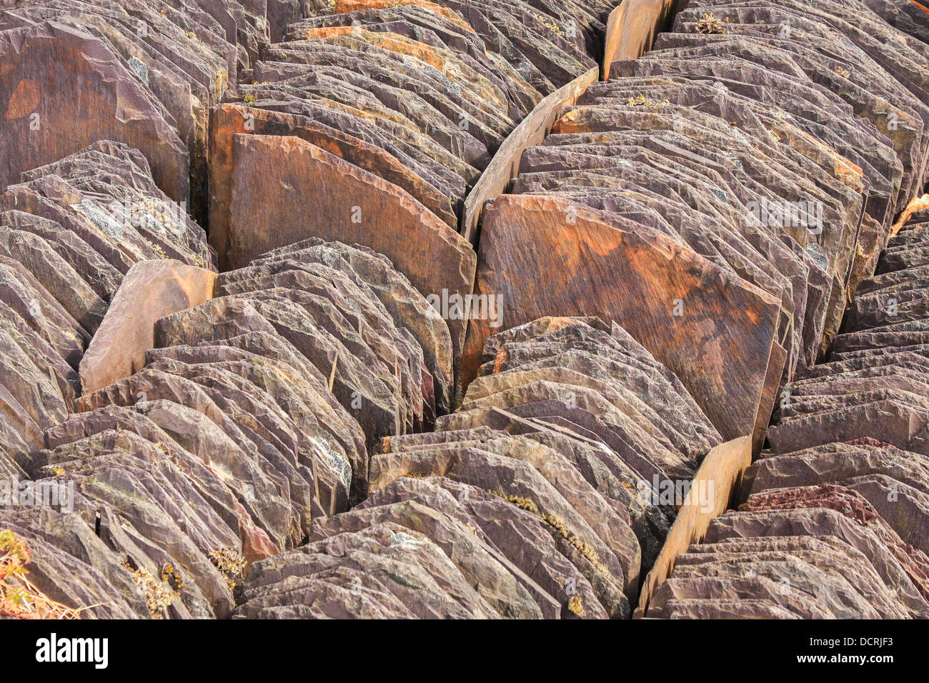 Walisischen Schiefer Fliesen zusammen gestapelt Stockfoto