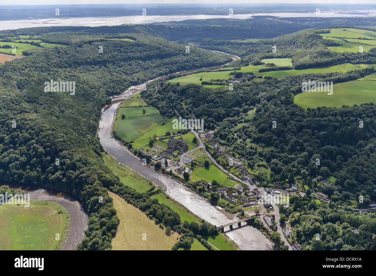 Luftaufnahme des Wye Valley am Tintern Abbey Stockfoto