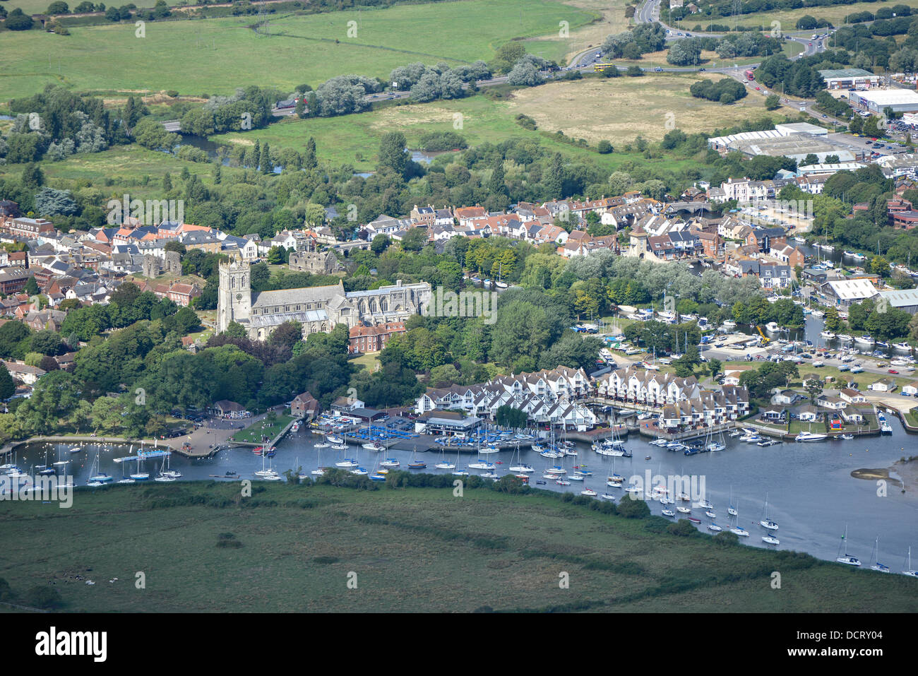 Luftaufnahme von Christchurch, Dorset Stockfoto