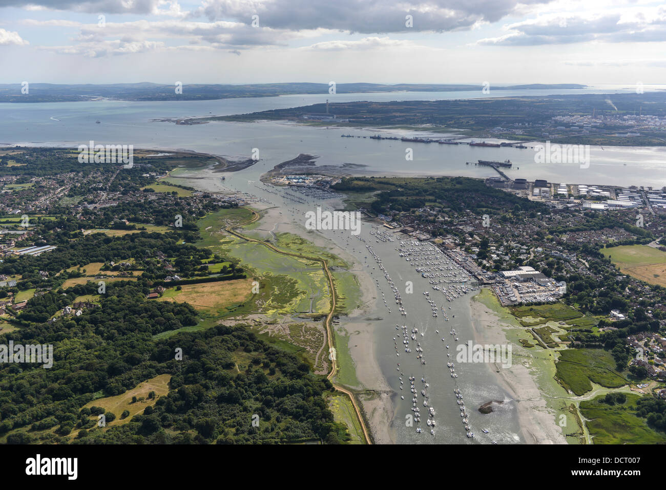 Luftbild der Fluss Hamble Blick nach Süden in Southampton Water Stockfoto