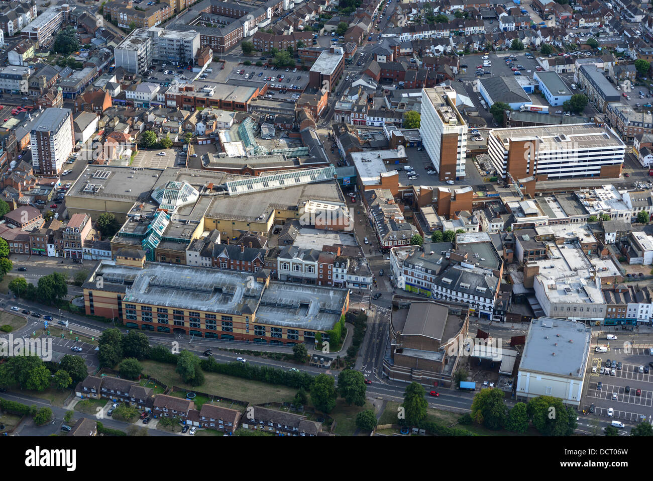 Luftaufnahme von Aldershot Stadtzentrum Stockfoto