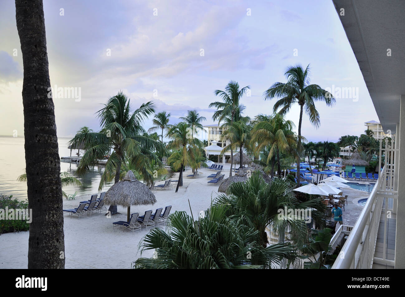 Blick vom Balkon der Key Largo Bay Marriott Beach Resort Stockfoto