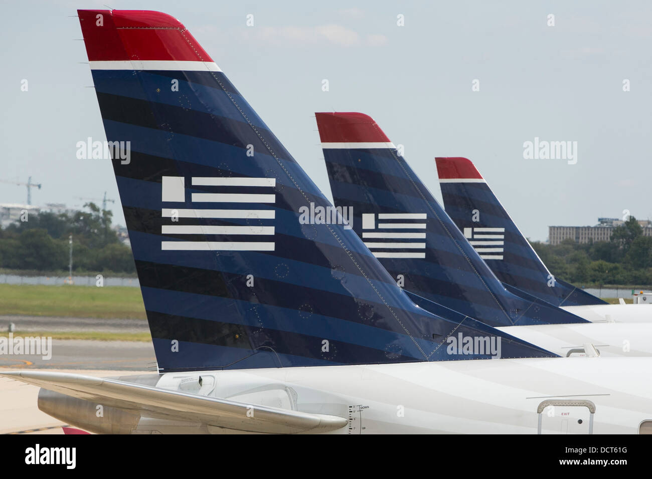 US Airways und American Airlines Flugzeuge auf Reagan National Airport. Stockfoto
