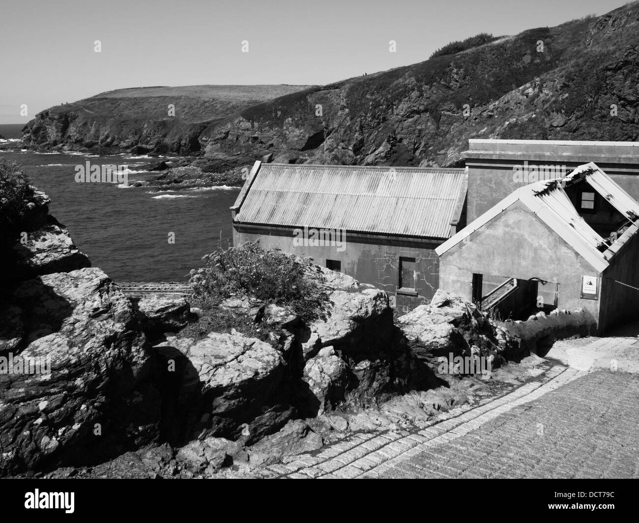 Das alte Leben Bootshaus bei Lizard Head. die Lizard Halbinsel Cornwall England UK Stockfoto
