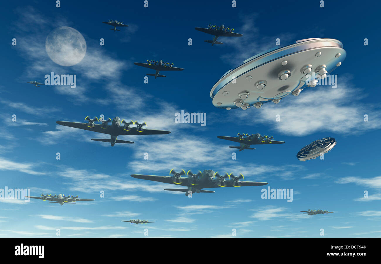 UFOs Summen alliierter Bomber während des 2. Weltkrieges Stockfoto