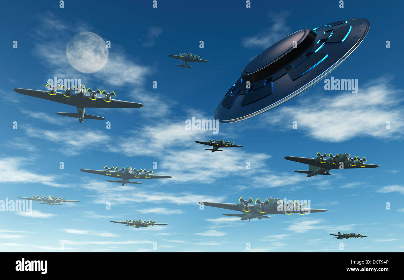 UFO Summen alliierter Bomber während des 2. Weltkrieges Stockfoto