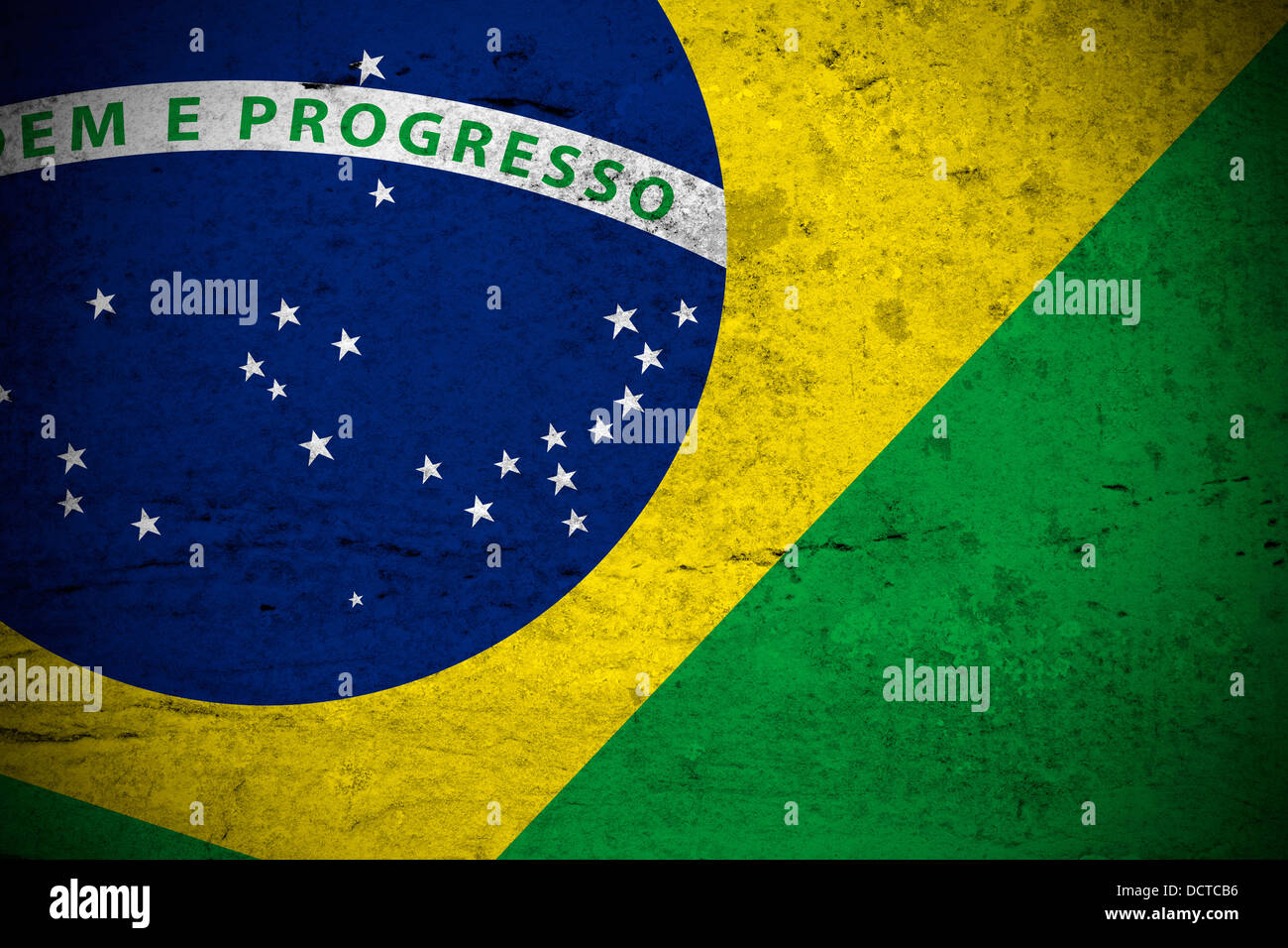 Schließen Sie die Ansicht eines Jahrgangs brasilianische Flagge Abbildung Stockfoto