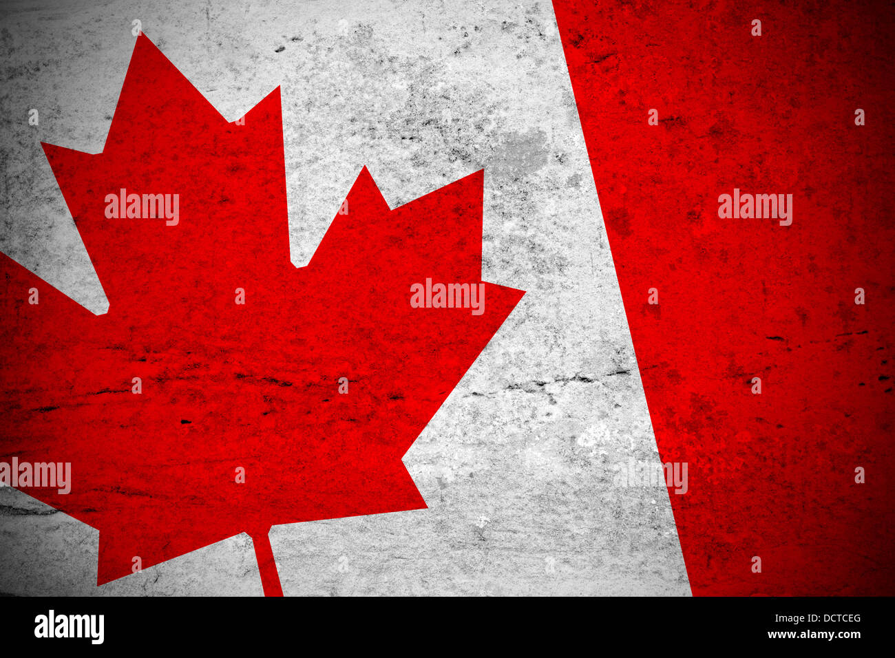 Schließen Sie die Ansicht eines Jahrgangs kanadische Flagge Abbildung Stockfoto