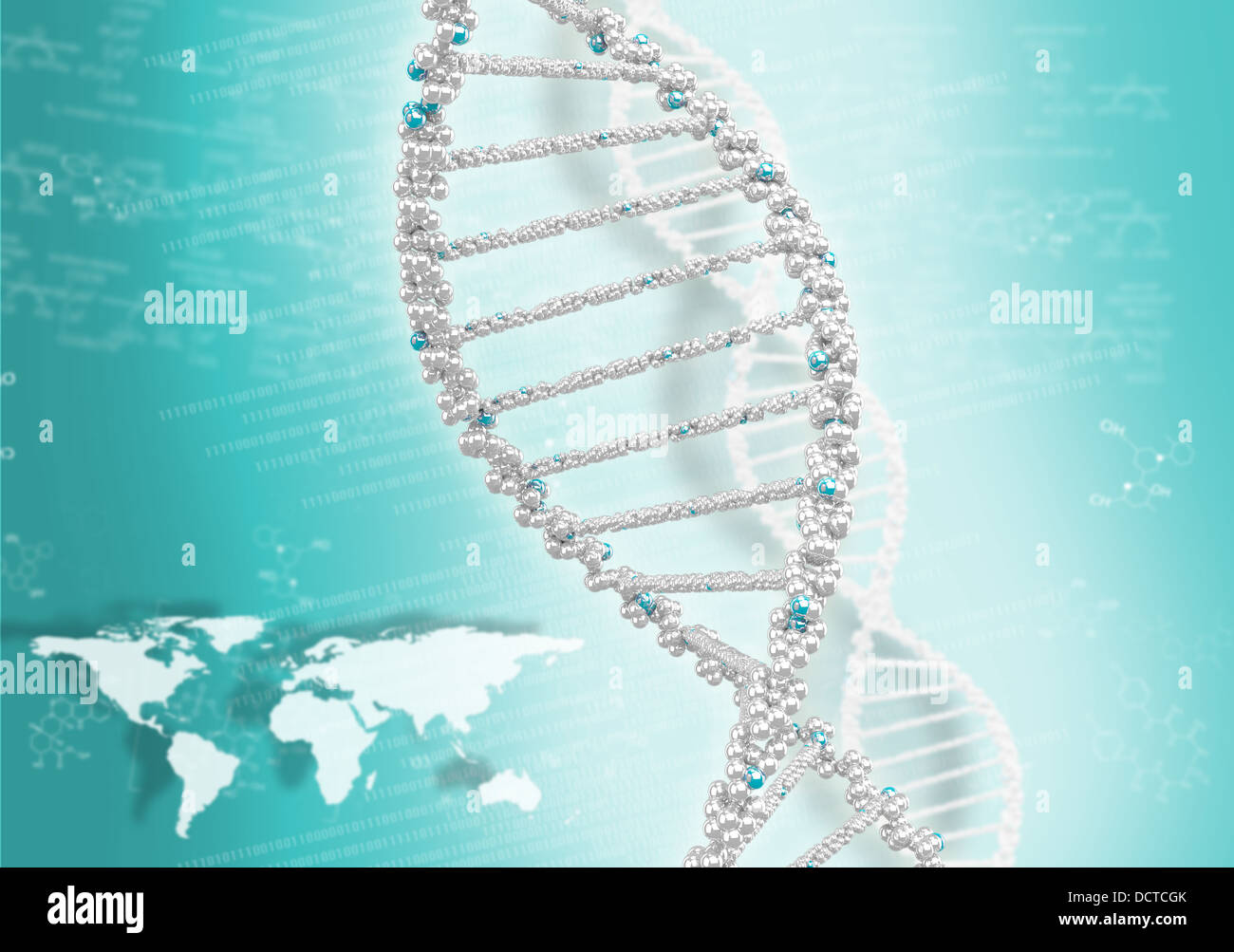 DNA-Helix vor dem farbigen Hintergrund Stockfoto DNA-Helix vor dem farbigen Hintergrund Stockfoto