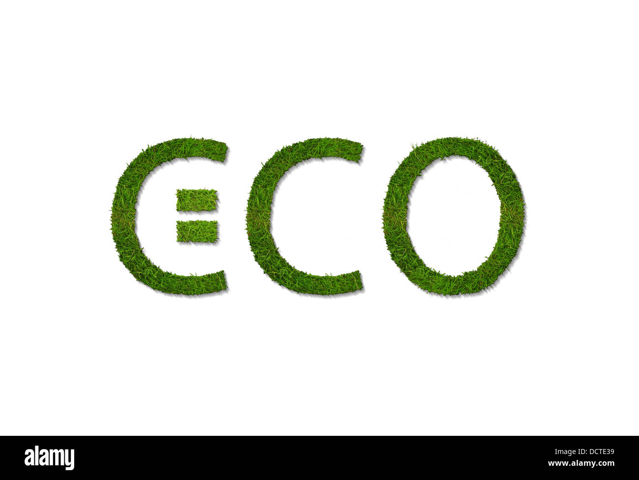 Eco-Zeichen gemacht Gras mit Smiley statt Buchstabe e Stockfoto