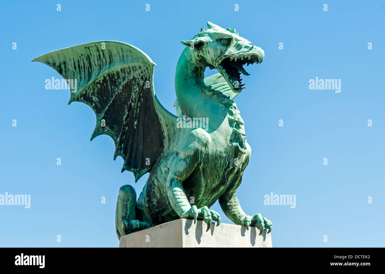 Drachenstatue, Symbol von Ljubljana, Hauptstadt Sloweniens Stockfoto