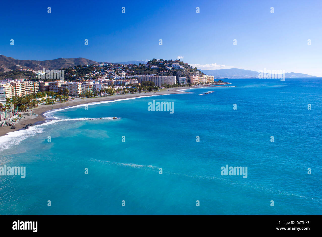 Playa De La Caletilla, Almunecar, Andalusien, Spanien Stockfoto