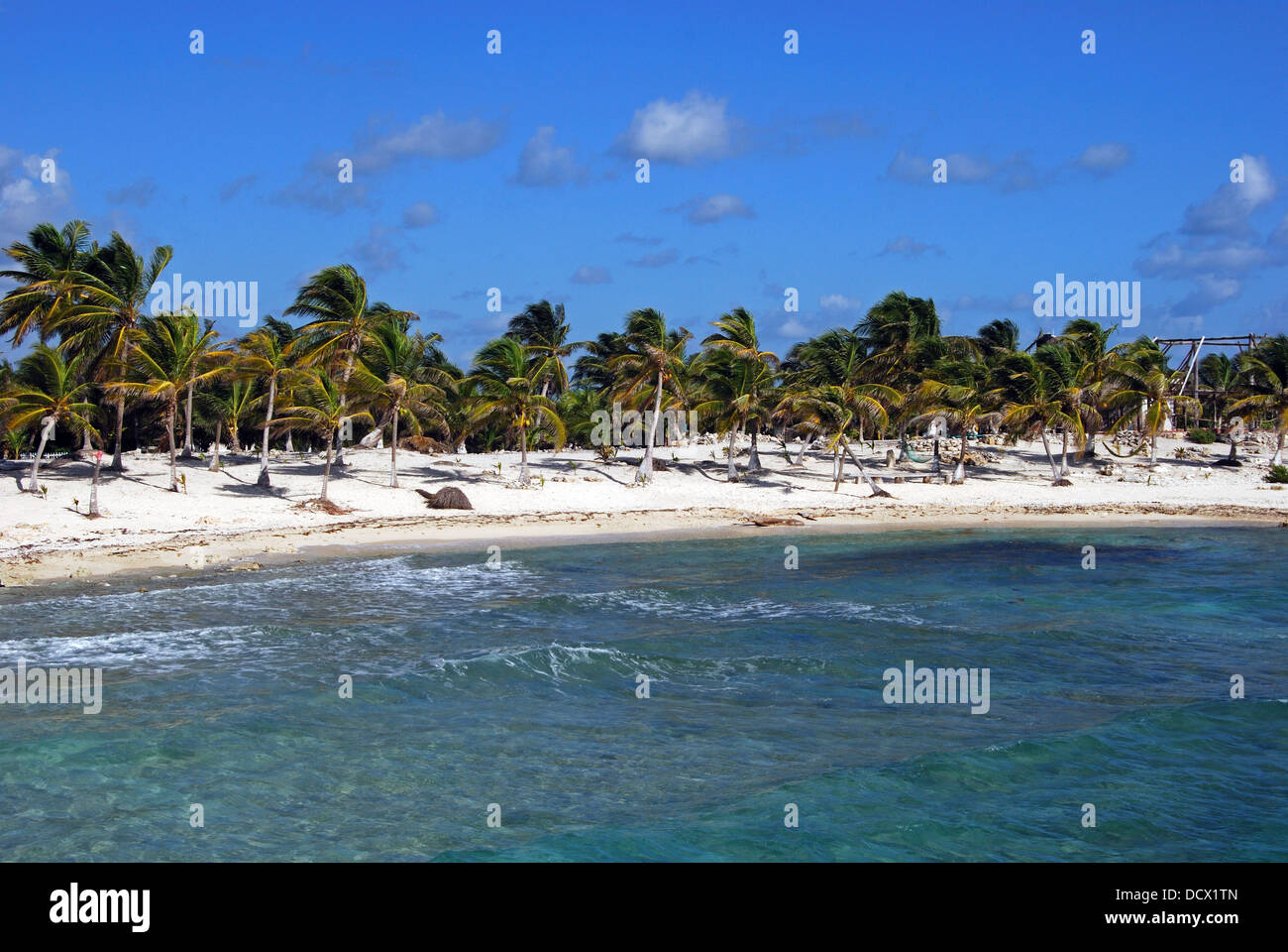 Blick auf den Strand, Costa Maya, Südost-Region, Mexiko, Karibik. Stockfoto