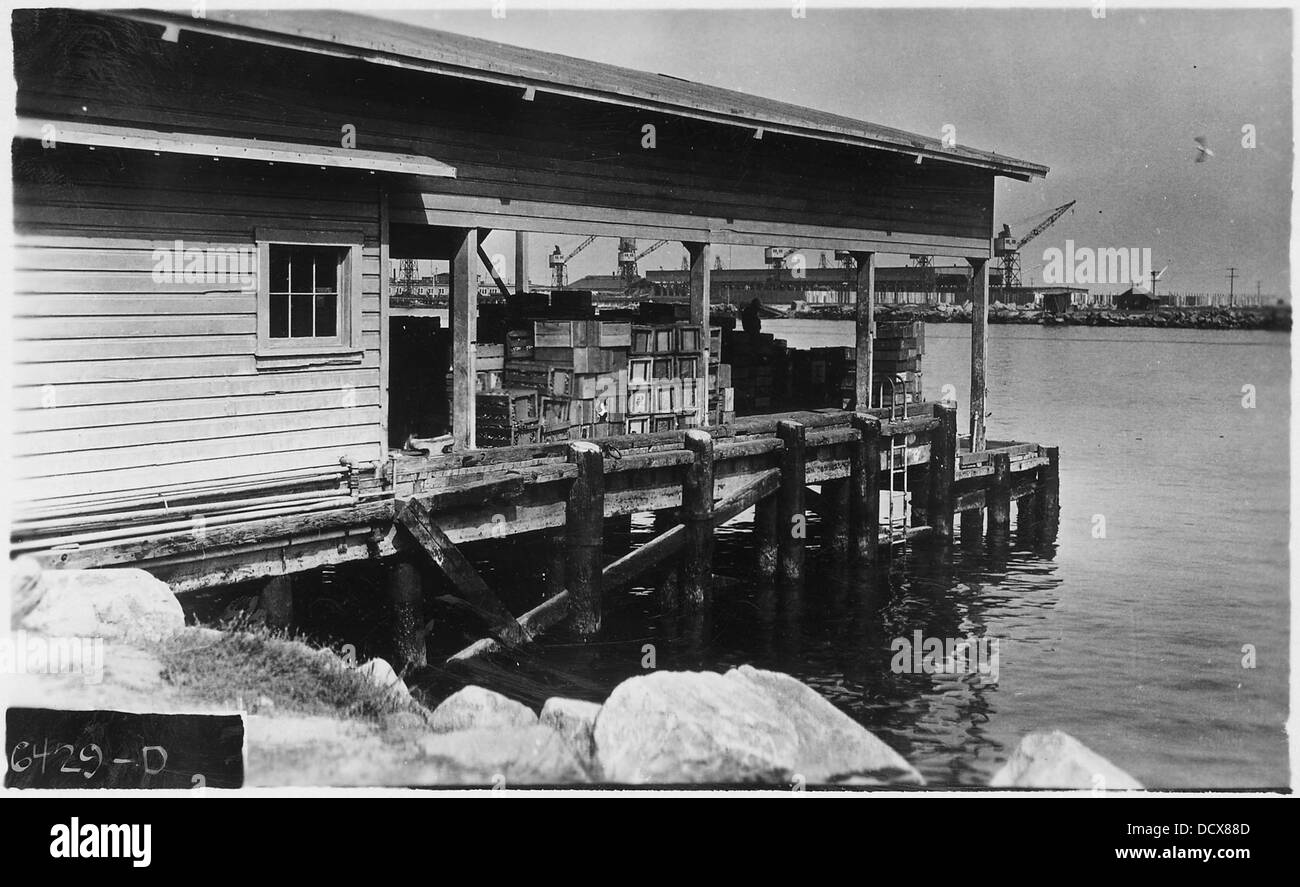 Die Fracht wird an der 22nd Street in Long Beach, Kalifornien, entladen. Der Standort spielt eine Schlüsselrolle bei Logistik und Transport und unterstützt den Warenverkehr über den Hafen von Long Beach. Stockfoto