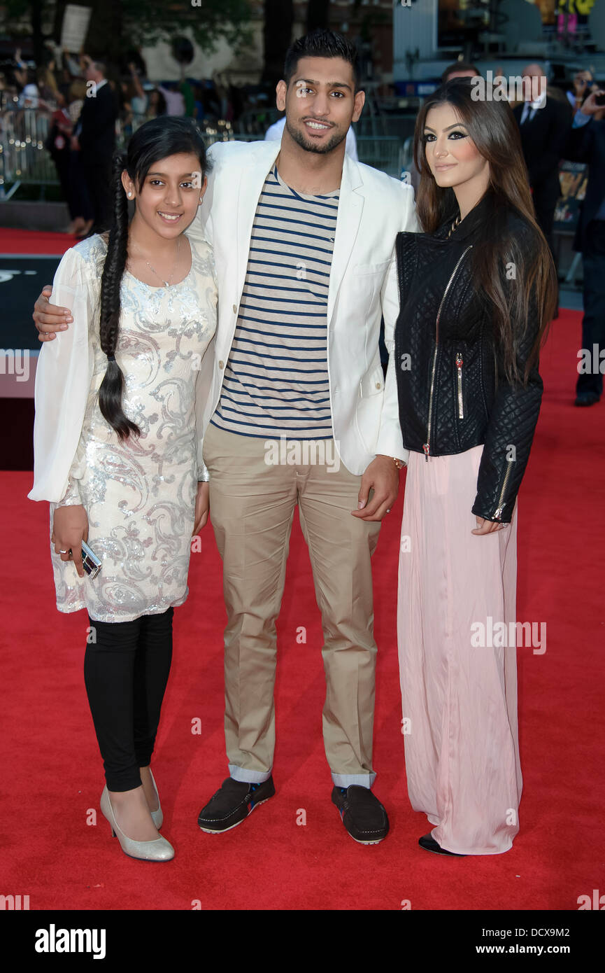 Amir Khan kommt für die UK-Premiere von "One Direction: This Is Us 3D" in einem zentralen London-Kino. Stockfoto