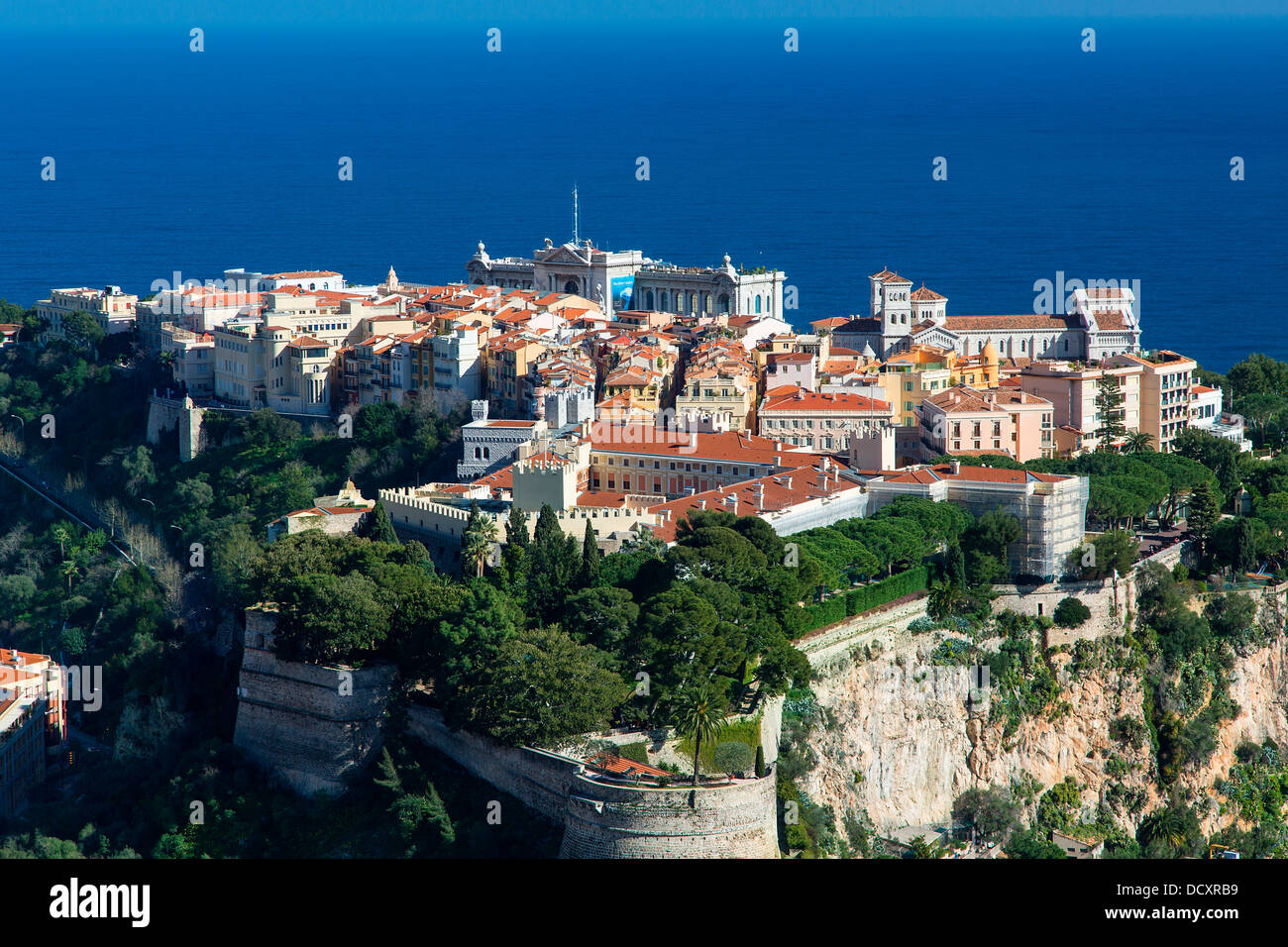 Monaco, Monte Carlo, Azure Küste, Ansicht über die Stadt, erhöhten Blick. Stockfoto