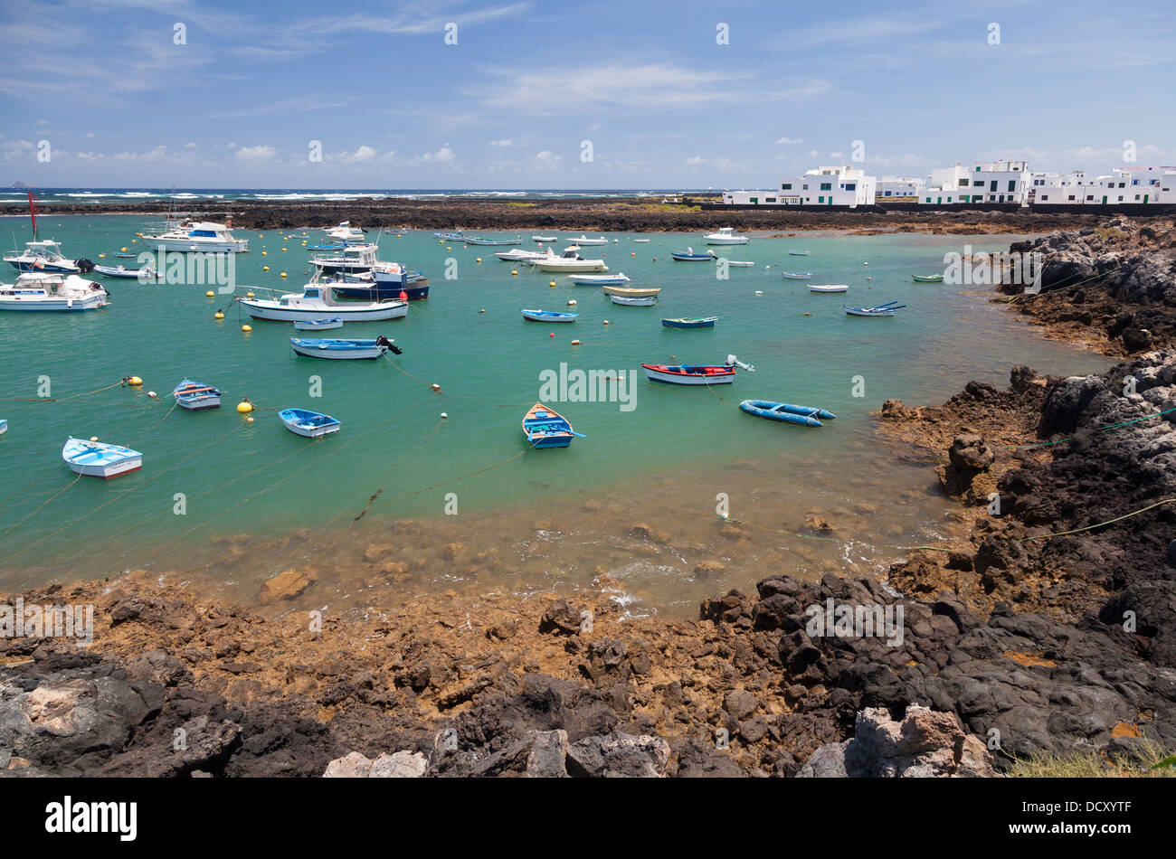 Hafen von Orzola, Lanzarote Stockfoto