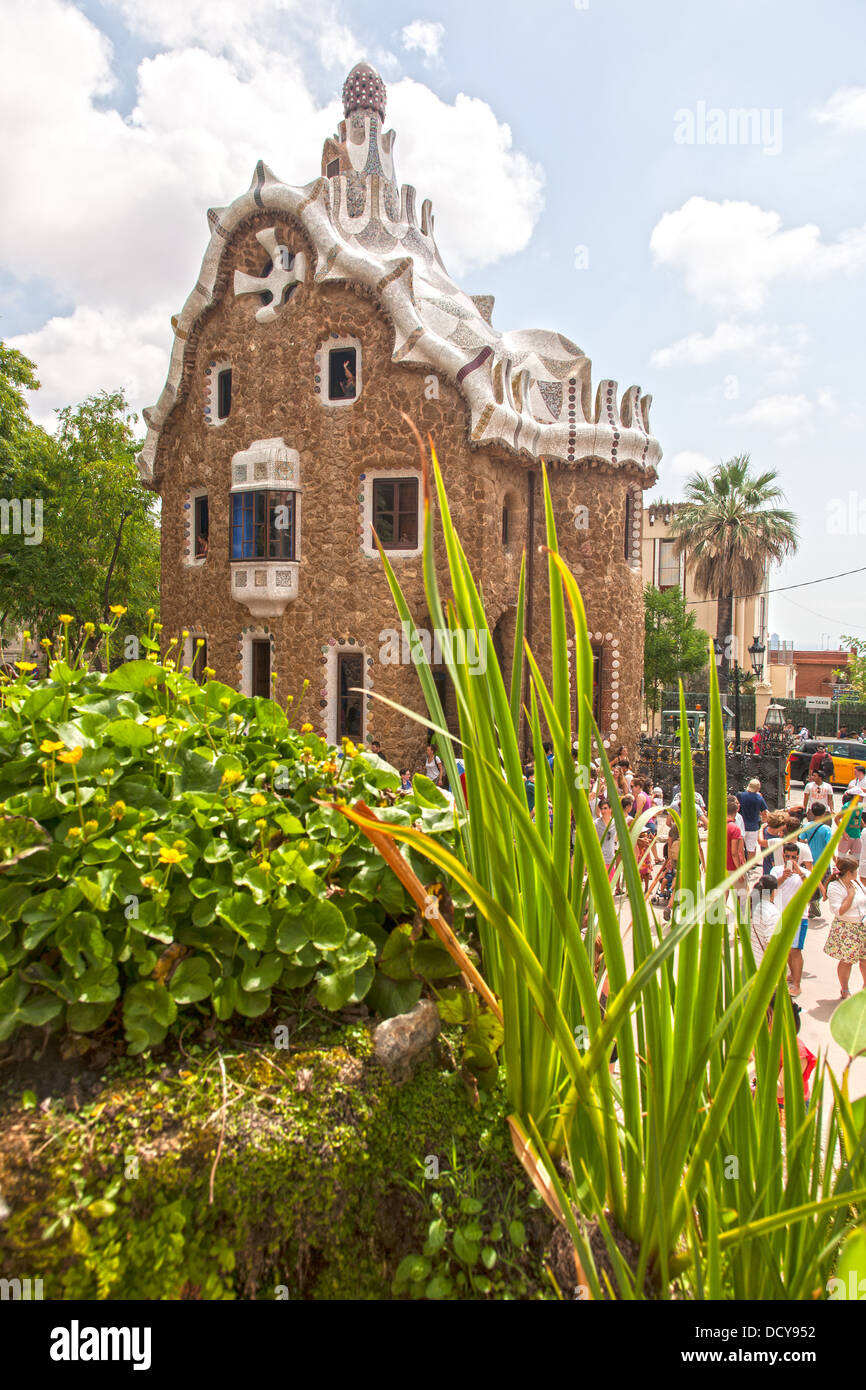 Parc Güell Lebkuchenhaus Stockfoto