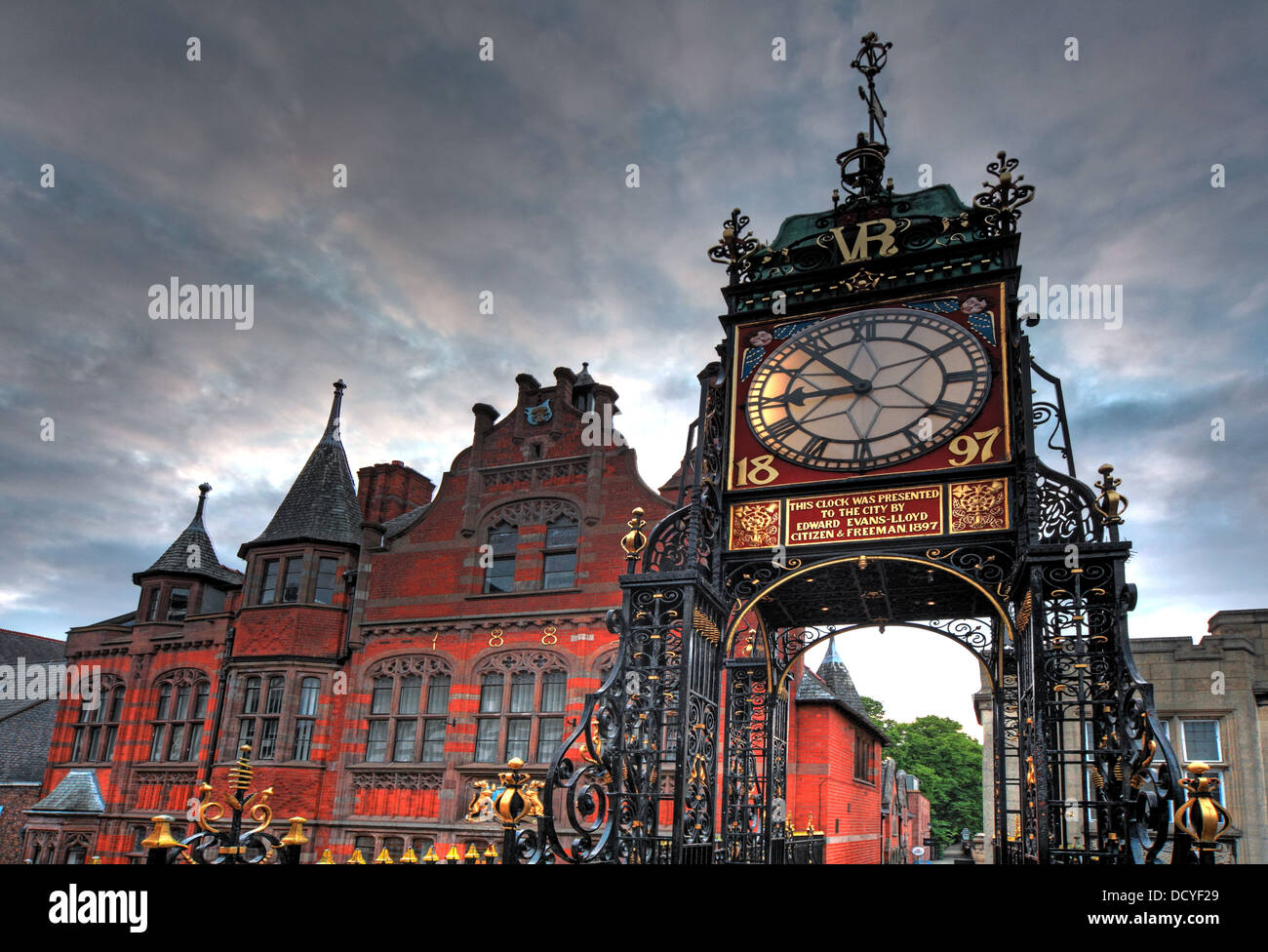 Das Eastgate Clock, East Gate Chester, Cheshire, England UK Stockfoto