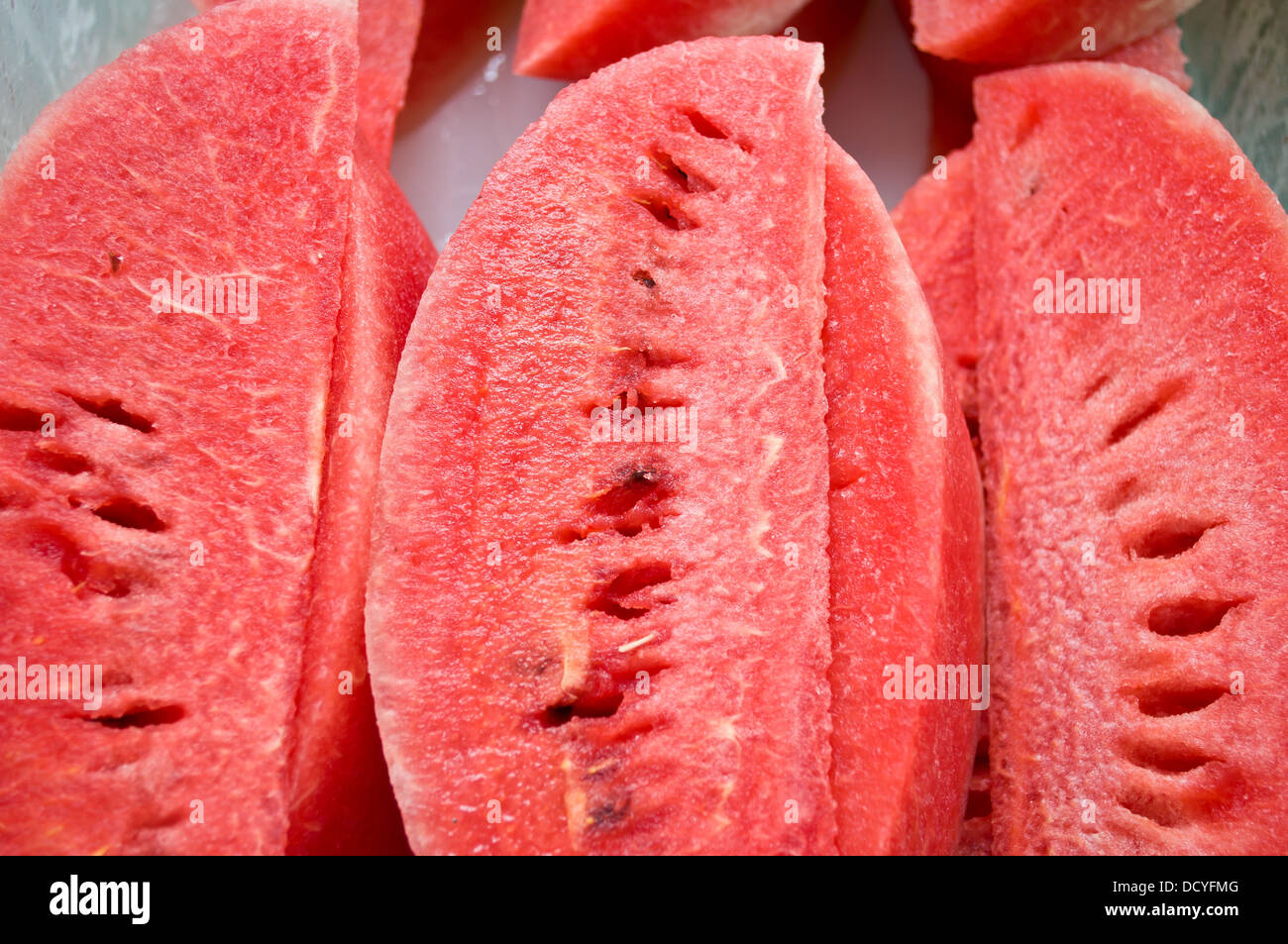 Stück der rote Wassermelone für gesundes Obst Stockfoto