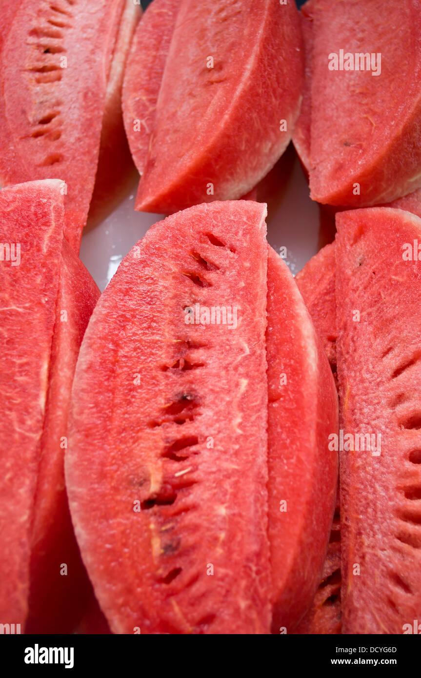Stück der rote Wassermelone für gesundes Obst Stockfoto