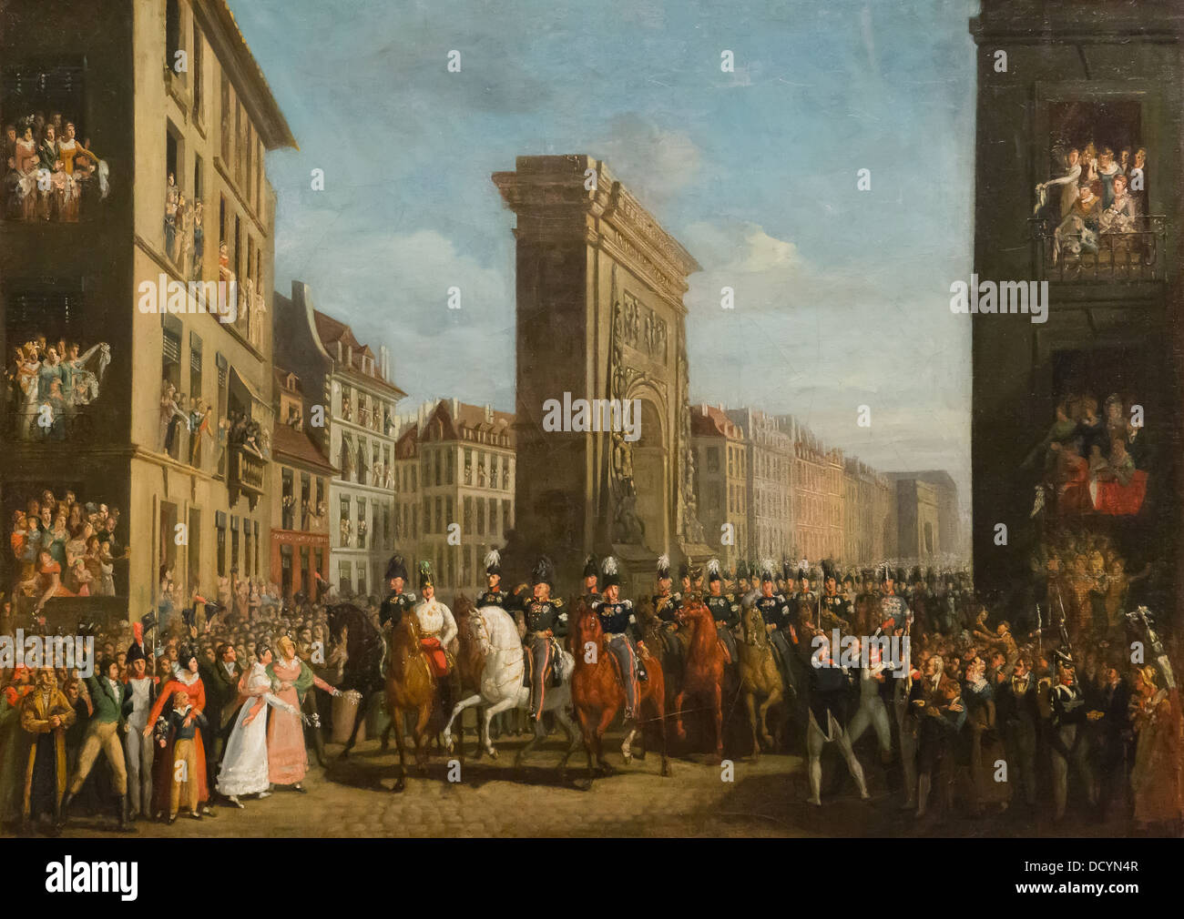 19. Jahrhundert - Passage der verbundenen Fürsten auf dem Boulevard Saint-Denis, 1814 - Johann Zippel (1815) Öl auf Leinwand Stockfoto