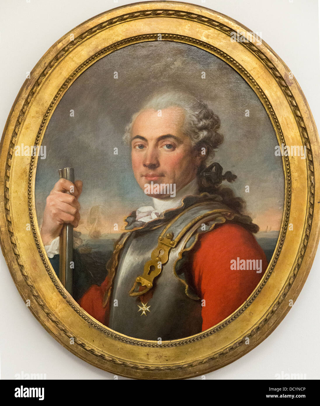 Edmond-Antoine-François de Sadouvilliers de Billaud Hauptmann im Regiment von Hallwyl - anonyme Öl auf Leinwand - Frankreich Stockfoto