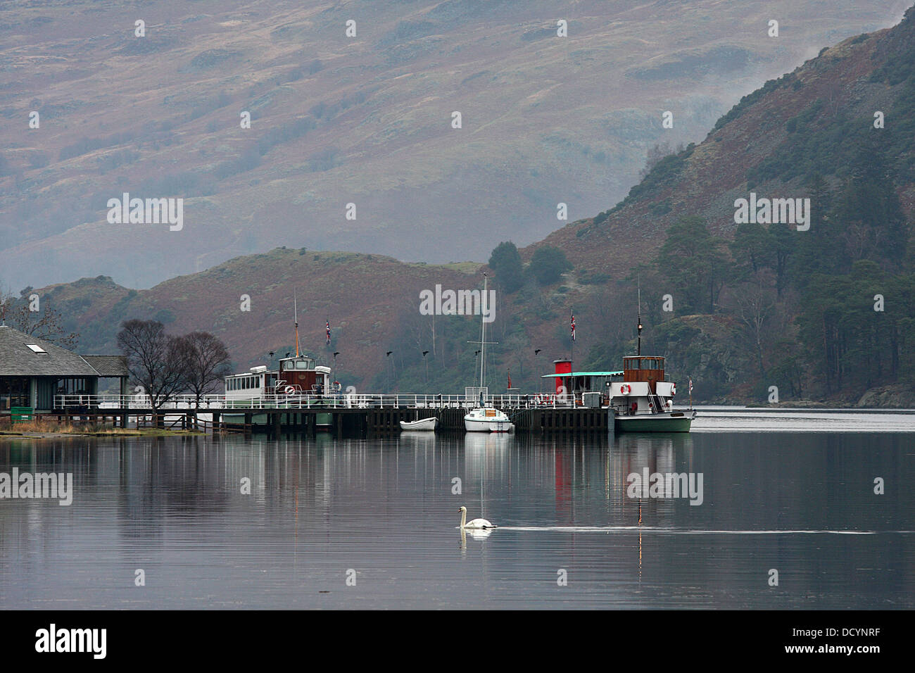 Dampfer, Glenridding Pier, Ullswater, Lake District, Cumbria, UK Stockfoto