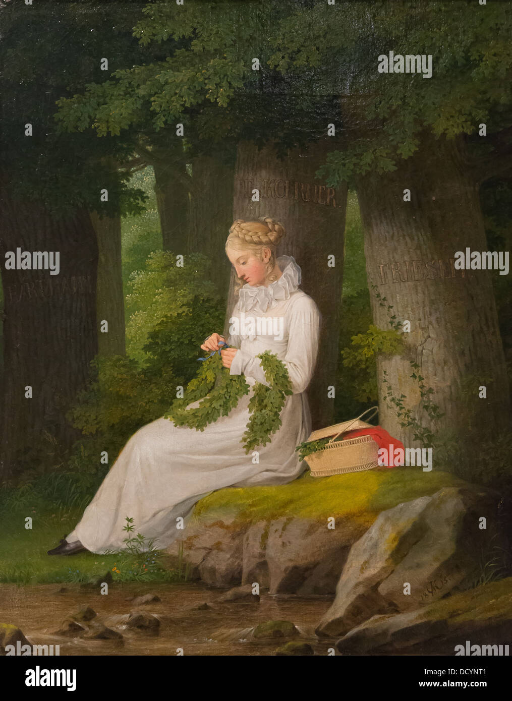 19. Jahrhundert - der Flechter Krone - Georges Friedrich Kersting (1815) Öl auf Leinwand Stockfoto
