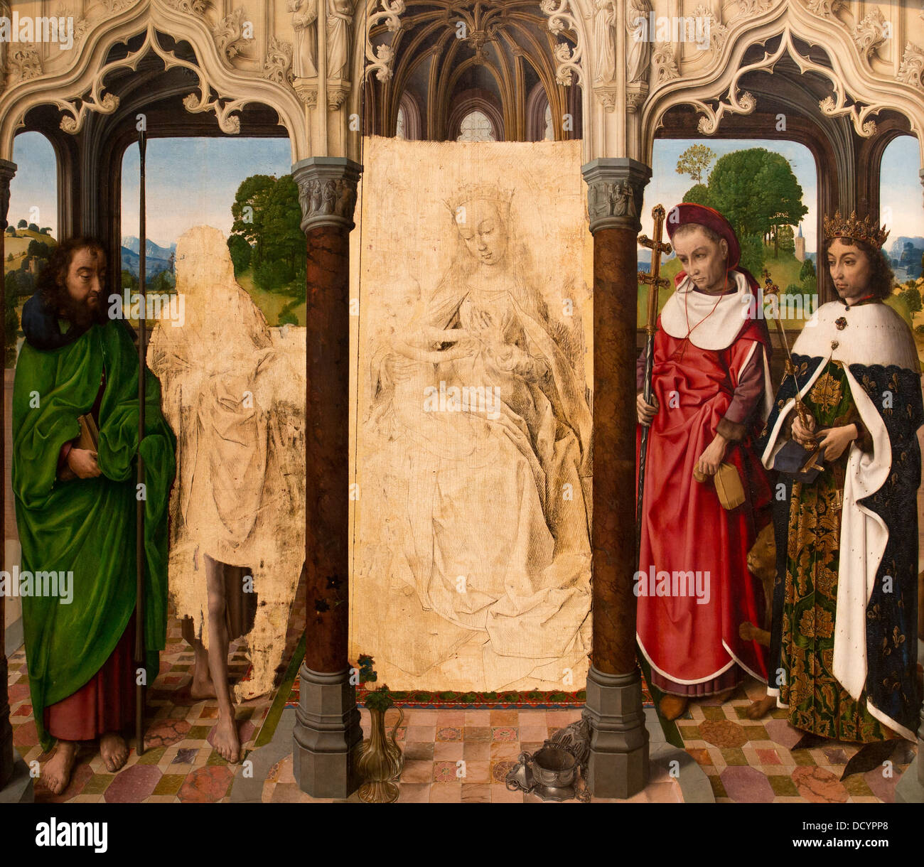 15. Jahrhundert - die Jungfrau und Kind mit Heiligen - Holländische Schule (1472) Philippe Sauvan-Magnet / aktives Museum Öl auf Leinwand Stockfoto