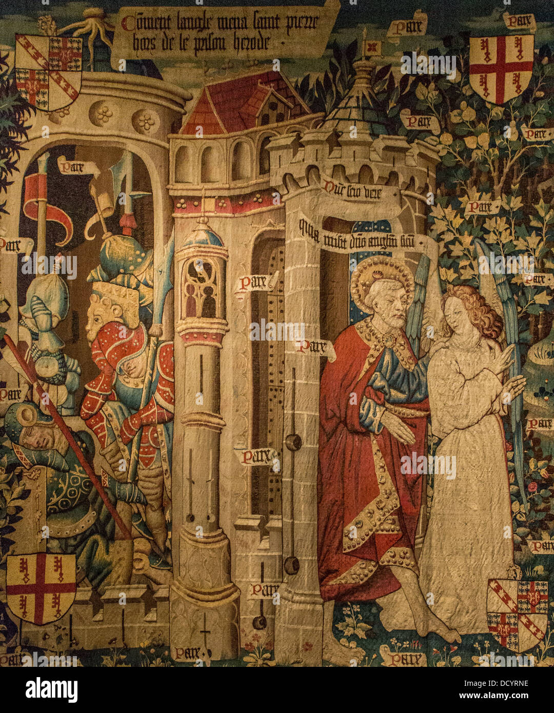 15. Jahrhundert - Befreiung von St. Peter - Jacques Daret 1460 Gobelin - Museée de Cluny - Paris - Frankreich Stockfoto