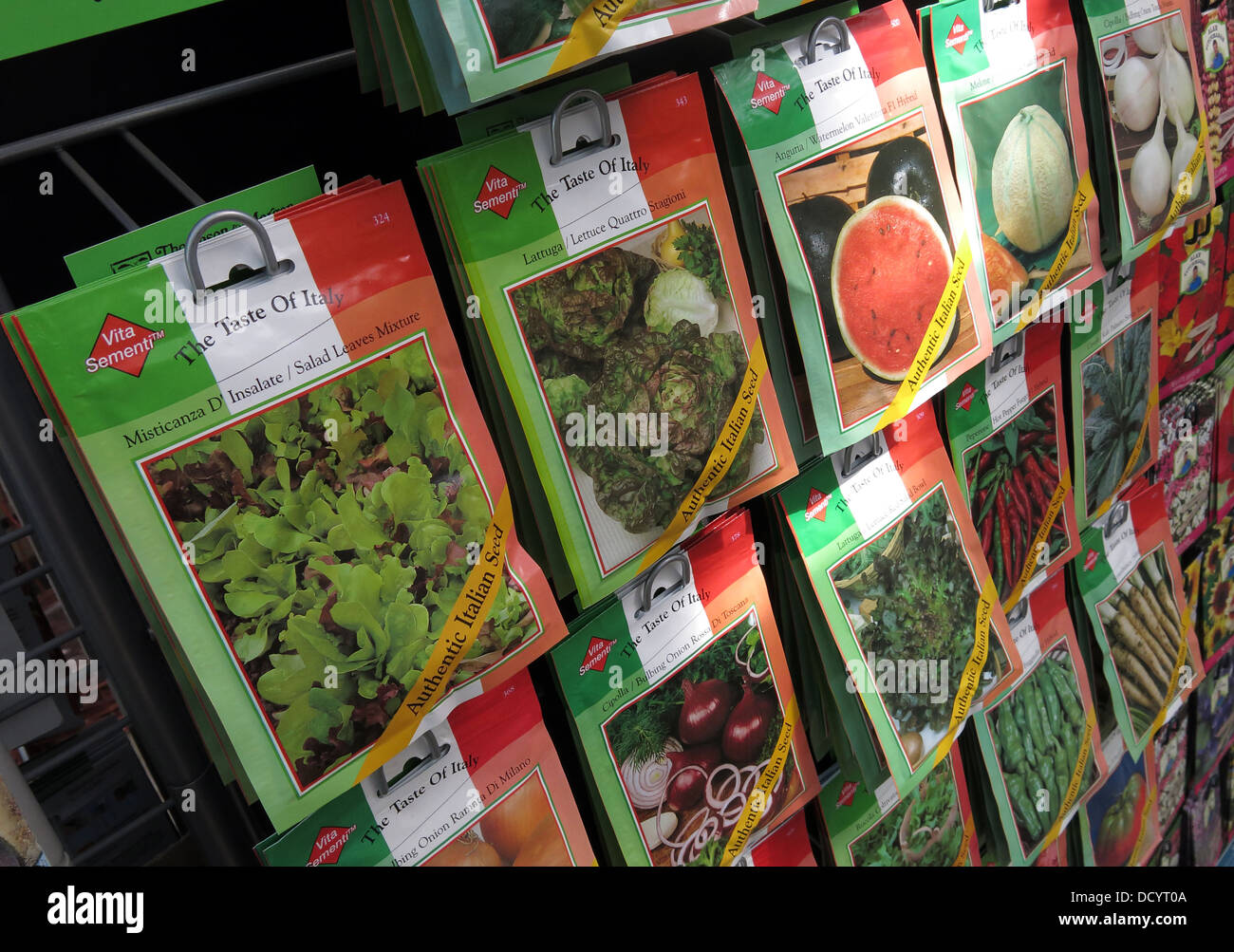 Spezialist italienische Samen, Ihr eigenes Essen und Gemüse wachsen Stockfoto
