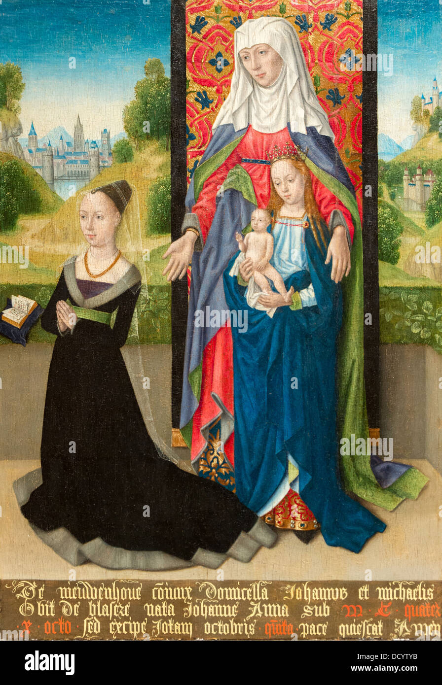 15. Jahrhundert - die Jungfrau und Kind mit Saint Anne Anna van Niewenhove - (1480) Öl auf Holz Stockfoto
