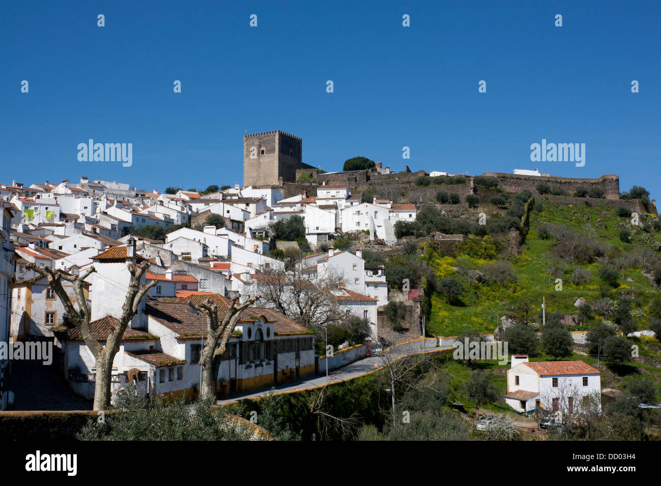 Castelo de Vide allgemeine Ansicht von Burg und Stadt Alentejo Portugal Stockfoto