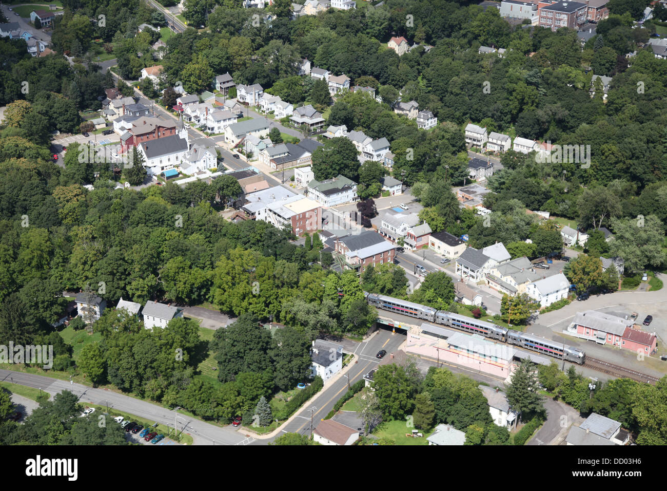 Luftbild der Gemeinde hohe Brücke, befindet sich in Hunterdon County, New Jersey, Vereinigte Staaten von Amerika Stockfoto