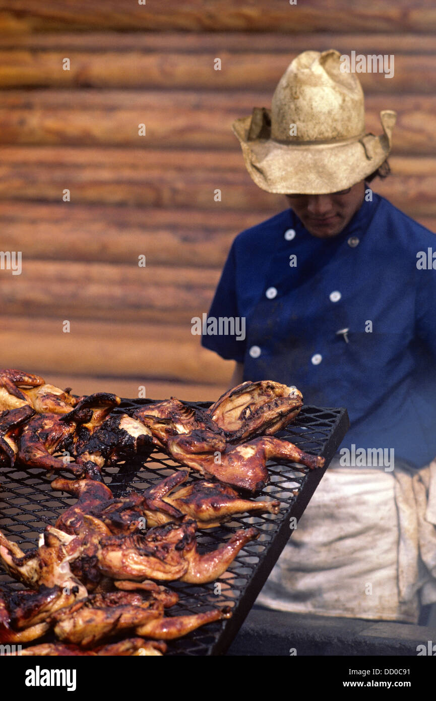 Grill-Hähnchen an einem Essen stand am besten Fest Seattle Washington State USA Ballard Stockfoto