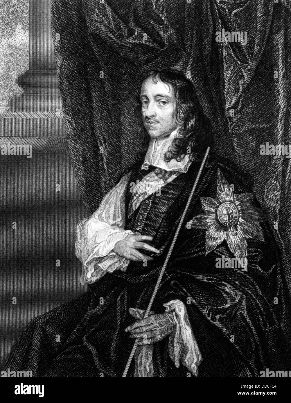 Thomas Wriothesley, 4. Earl of Southampton (1607-1667) auf Kupferstich aus dem Jahr 1827. Englischer Staatsmann. Stockfoto