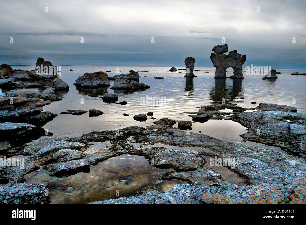 Eine Rauk-Formation bekannt als The Dog in Gamle Hahn, Faro Island, in der Nähe von Gotland - Schweden Stockfoto