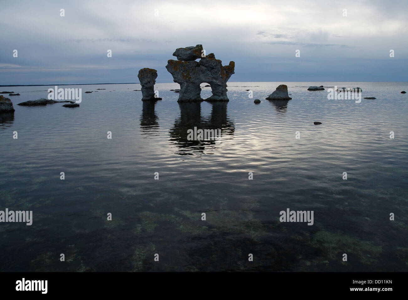 Eine Rauk-Formation bekannt als The Dog in Gamle Hahn, Faro Island, in der Nähe von Gotland - Schweden Stockfoto