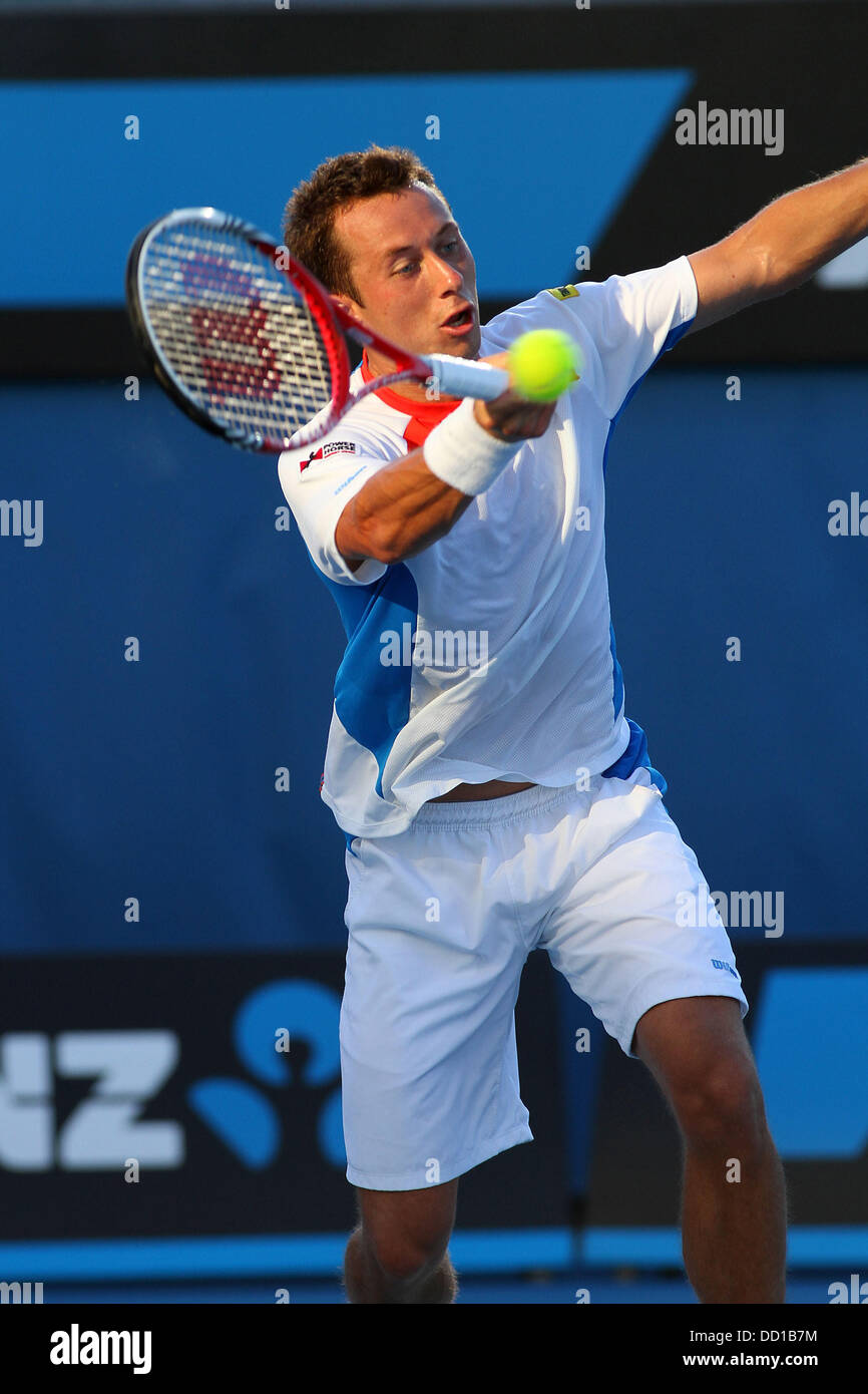 Juan Martin Del Potro (Arg) besiegt Philipp Kohlschreiber (Ger) in zwei Sätzen. 6:4, 6:2, 6:1-Tennis. Australian Open 2012. Melbourne. Australien - 22.1.12. Stockfoto