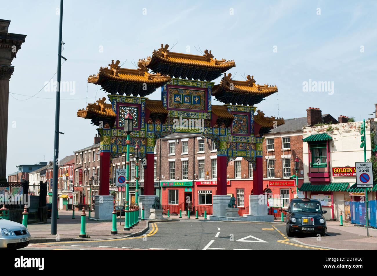 Chinesischen Bogen, Chinatown, Liverpool, UK Stockfoto