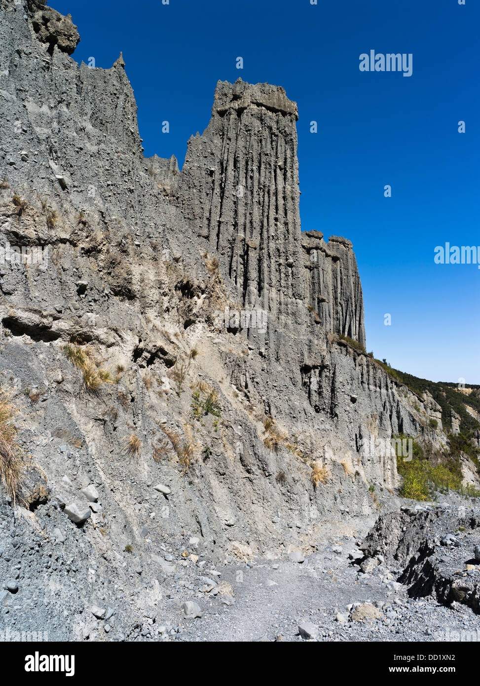 dh Putangirua Pinnacles WAIRARAPA Neuseeland geologischen Rock Formation Erde Säulen Aorangi reicht Tal Klippen Stockfoto