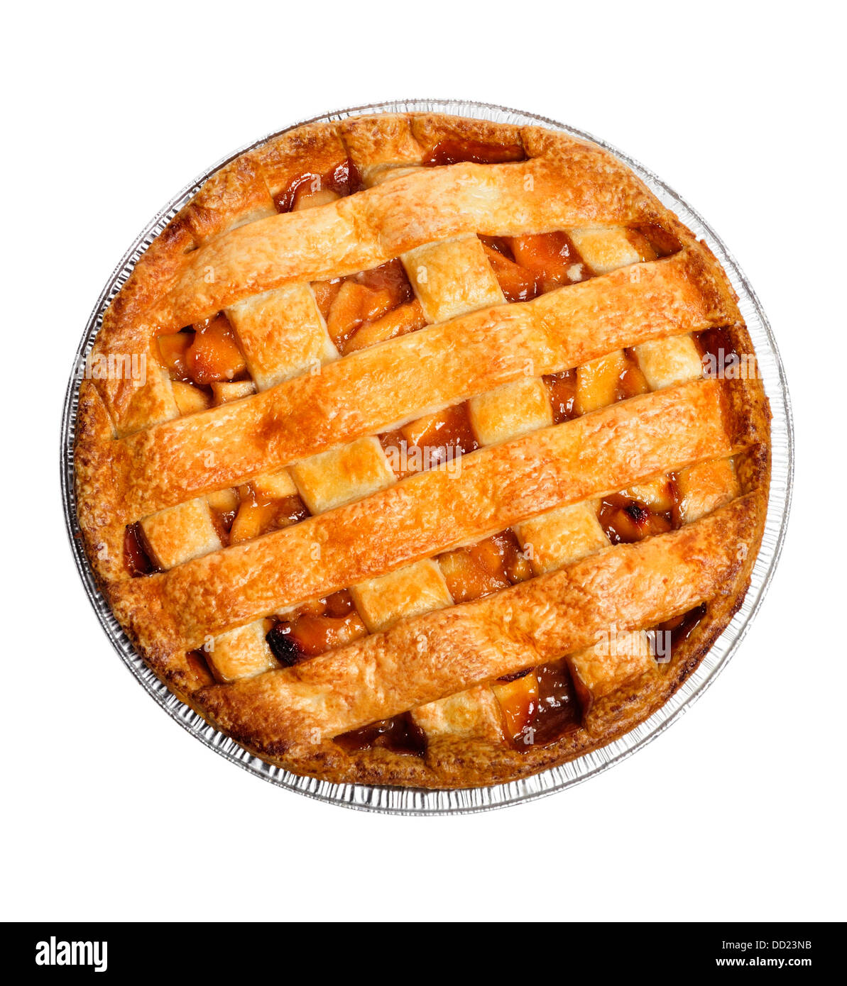 Apfelkuchen, Isolated On White, Ansicht von oben Stockfoto