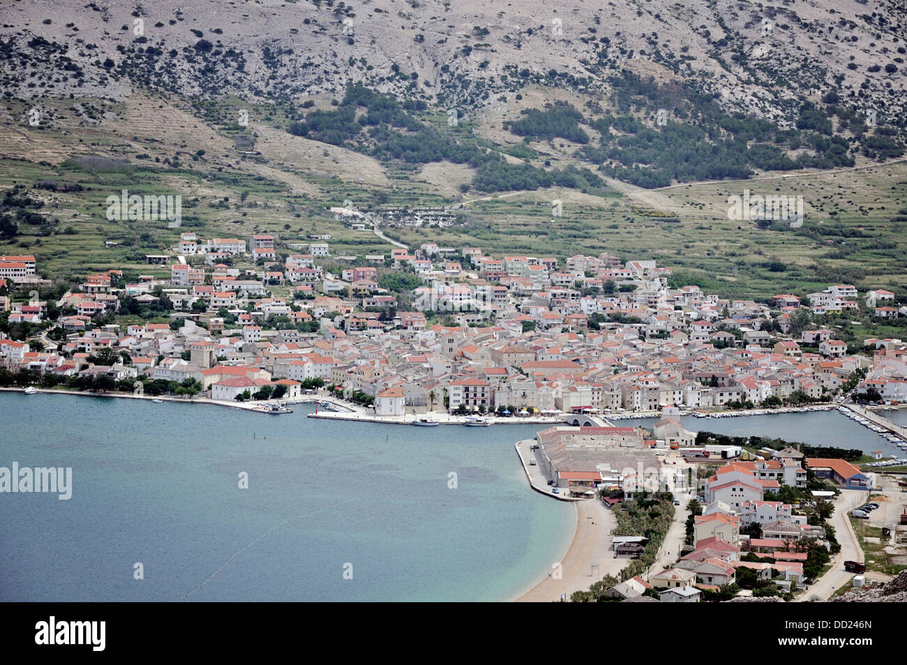 Insel Pag Ansicht, Stadt Pag, Kroatien, Europa Stockfoto
