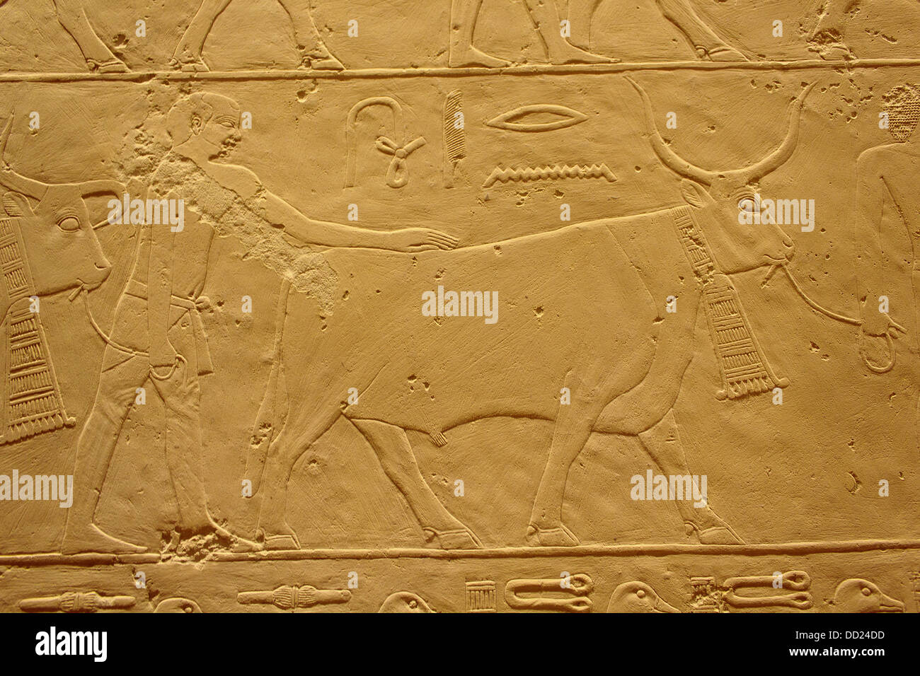 Eine Closeup Aufnahme des ägyptischen Steinskulpturen aus ein uraltes Artefakt im Berliner Museum bewahrt. Stockfoto