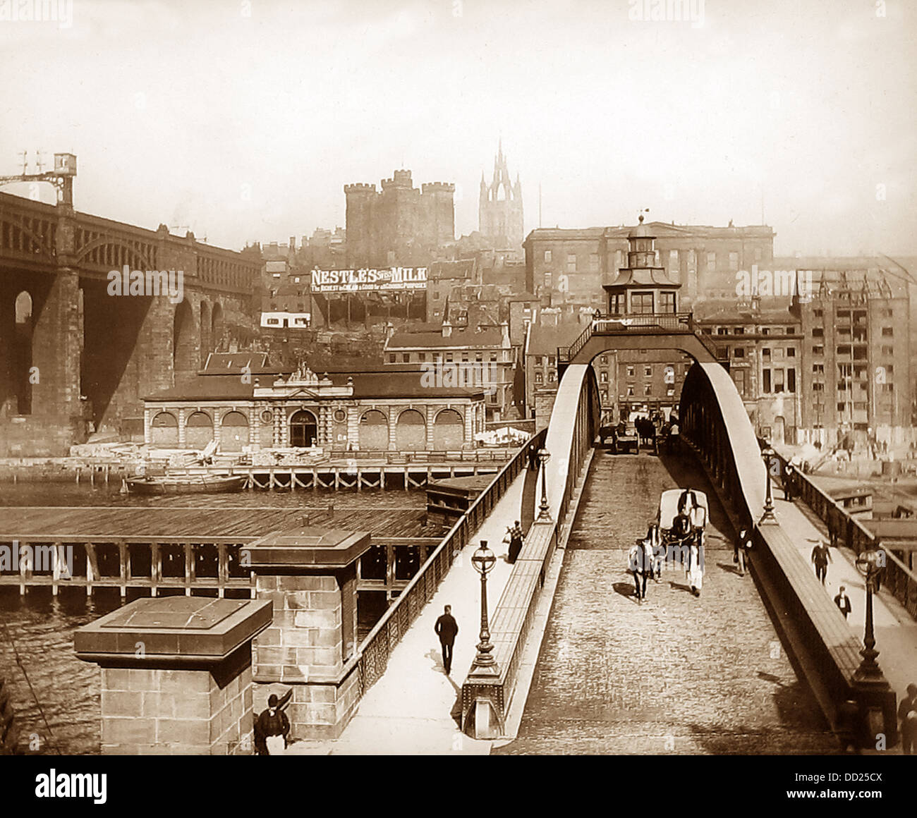 Newcastle-upon-Tyne Drehbrücke viktorianischen Zeit Stockfoto