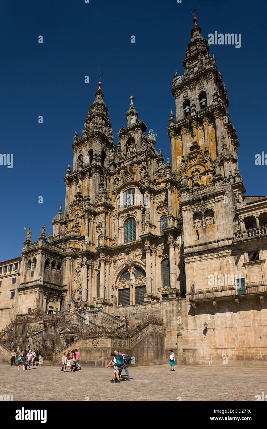 KATHEDRALE VON SAINT JAMES PLAZA DEL OBRADOIRO ALTSTADT SANTIAGO DE COMPOSTELA GALIZIEN SPANIEN Stockfoto