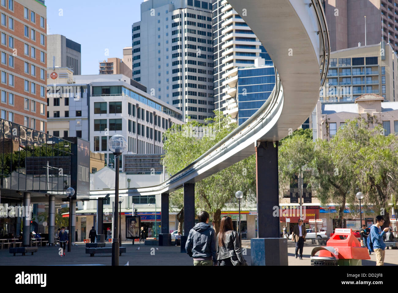 Sydney Monorail Infrastruktur in der Nähe von Hay Street, sydney Stockfoto