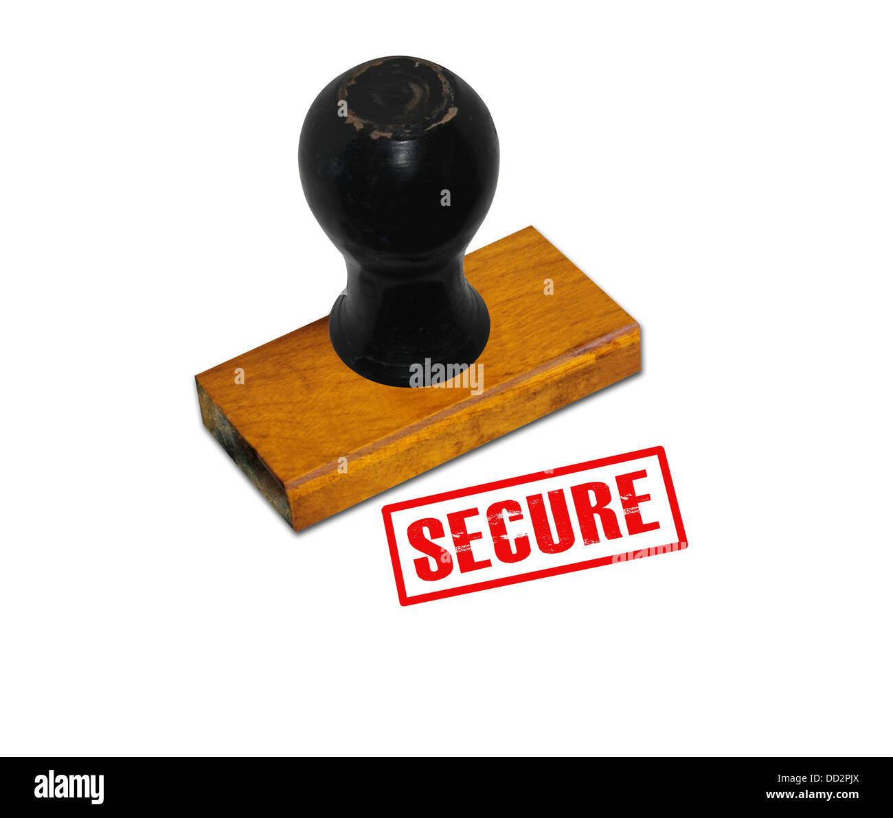 Ein Büro-Stempel mit rotem Text "Secure" Stockfoto