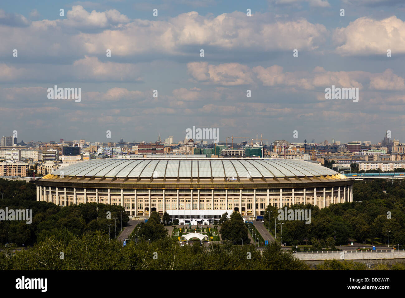 Luzhniki Stadion in Moskau, Veiw aus Sicht der Sperlingsberge Stockfoto